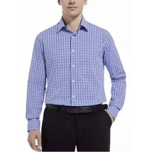 NEW Duchamp London Men's 18/XXL Slim Fit Blue Checkered Button down Dress Shirt
